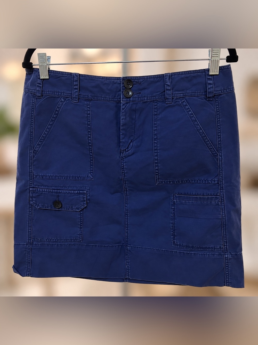 Anthropologie Paper Boy Blue Cargo Mini Skirt Size 8 Cotton Utility Style